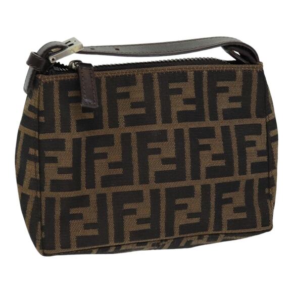 FENDI Zucca Canvas Hand Bag Brown Black - Picture 1 of 11